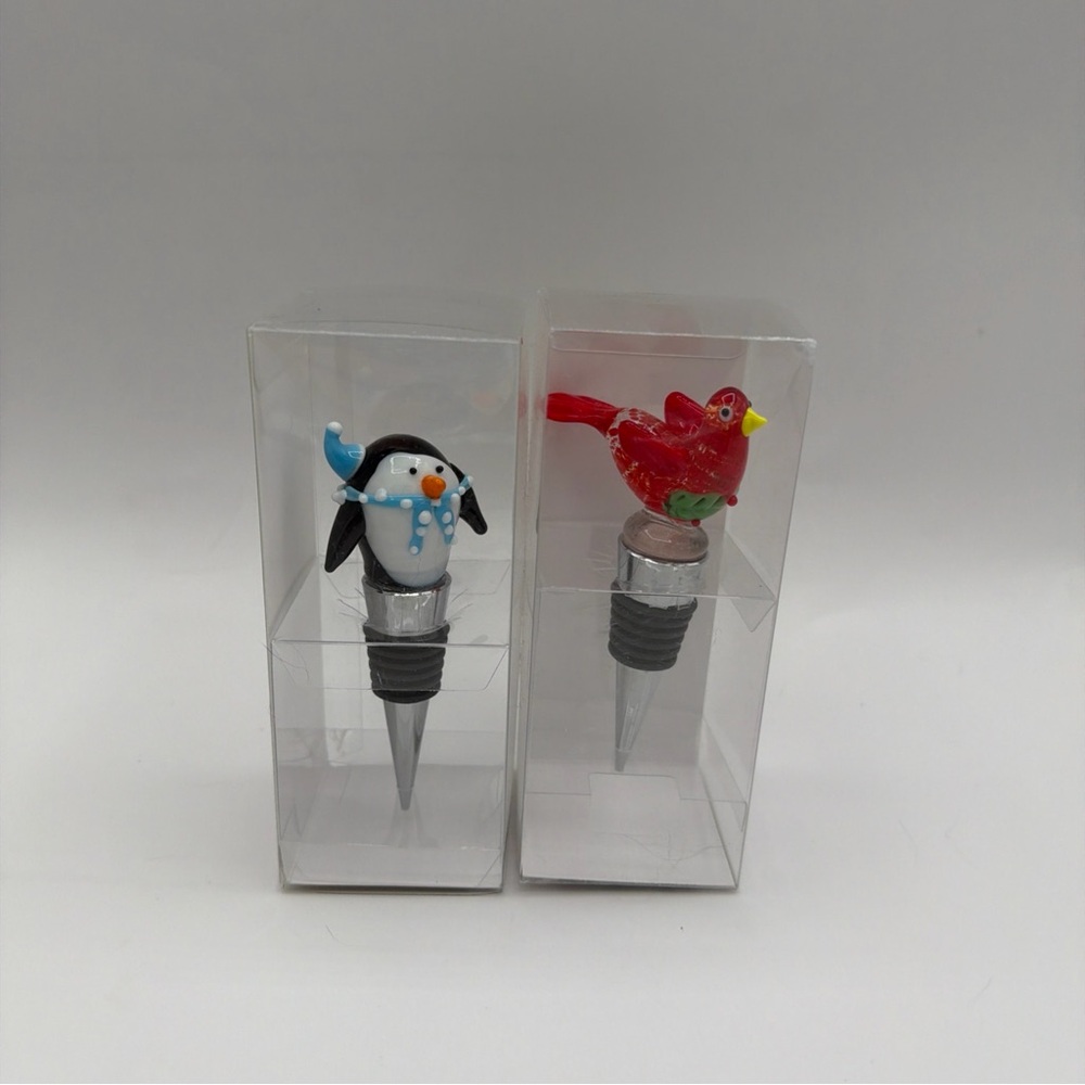 2 Glass‎ Wine Bottle Holiday Christmas Stoppers